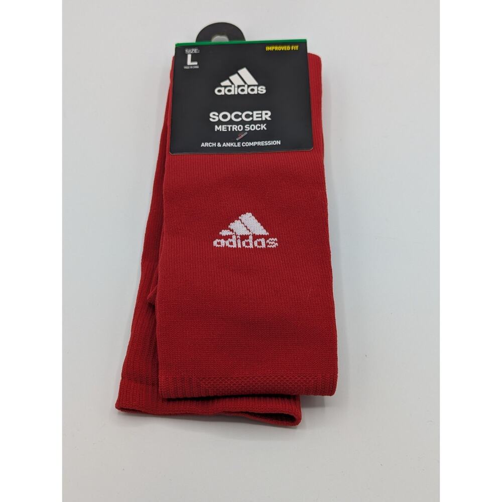 adidas Metro Soccer Socks, Power Red Mens Size Large 9-13